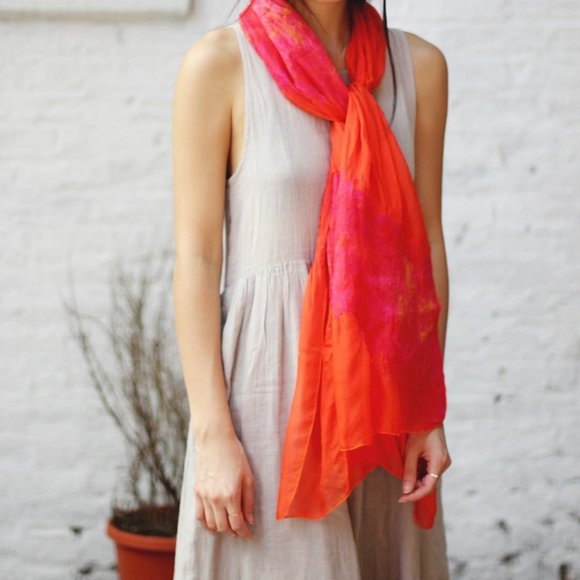 Christa Louise Handmade Silk Wool "Puerta Vallarta" Scarf/Wrap Scarf Wrap 75"L - Picture 3 of 9